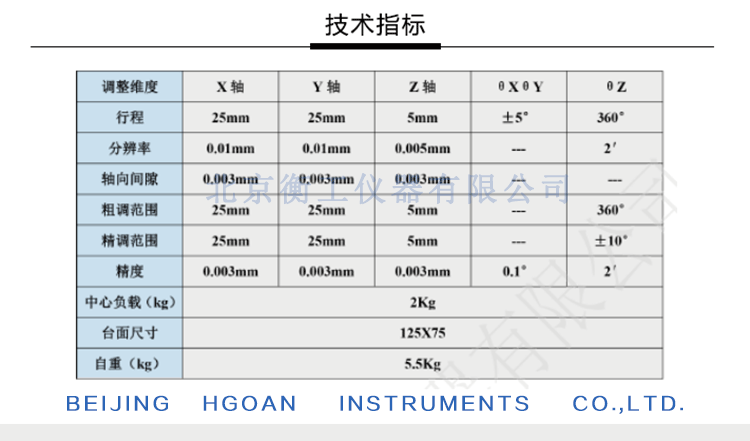 衡工六维调整工作台HGAM601多自由度组合移动台